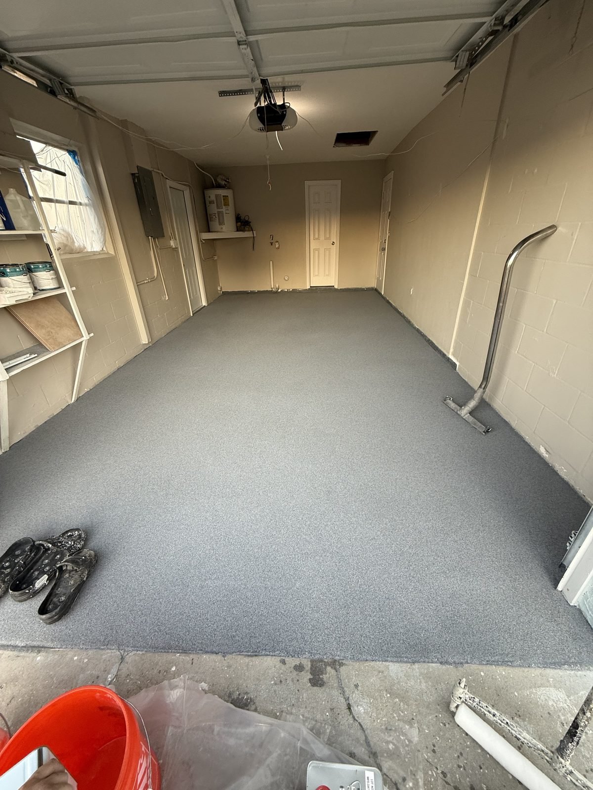 Columbus Drive garage — bare concrete before coating