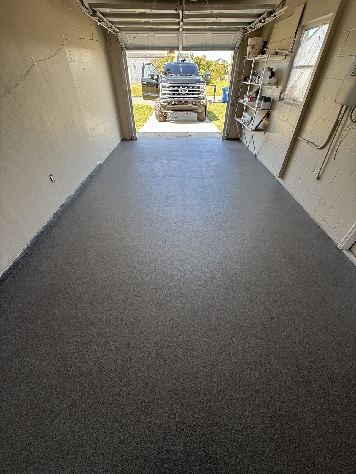 Epoxy flooring installation in progress